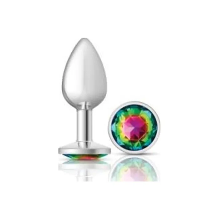 Cheeky Charms Anal Cheeky Charms Silver Round Butt Plug w Rainbow Jewel Small Cheeky Charms Anal Cheeky Charms Silver Round Butt Plug w Rainbow Jewel Small