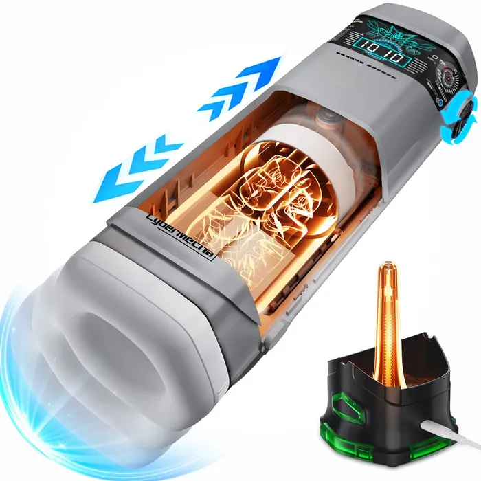 CyberSkin Male Sex Toys | CyberSkin B-Titan - Grey USB Rechargeable Thrusting & Vibrating Auto Masturbator with Heater CyberSkin Male Sex Toys | CyberSkin B-Titan - Grey USB Rechargeable Thrusting & Vibrating Auto Masturbator with Heater