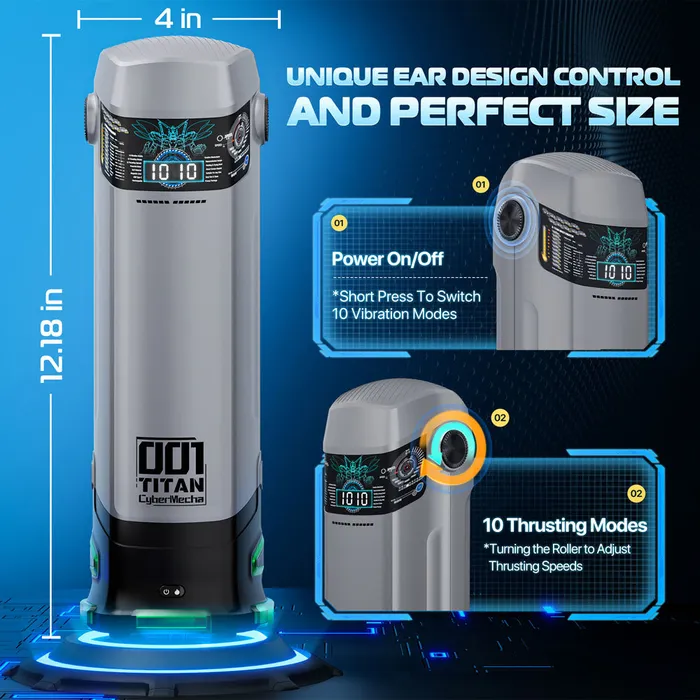 CyberSkin Male Sex Toys | CyberSkin B-Titan - Grey USB Rechargeable Thrusting & Vibrating Auto Masturbator with Heater CyberSkin Male Sex Toys | CyberSkin B-Titan - Grey USB Rechargeable Thrusting & Vibrating Auto Masturbator with Heater