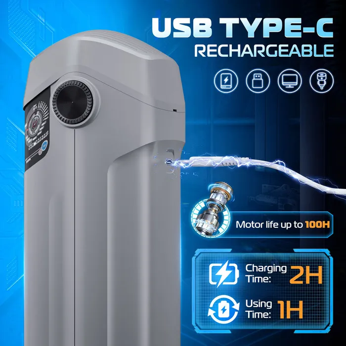 CyberSkin Male Sex Toys | CyberSkin B-Titan - Grey USB Rechargeable Thrusting & Vibrating Auto Masturbator with Heater CyberSkin Male Sex Toys | CyberSkin B-Titan - Grey USB Rechargeable Thrusting & Vibrating Auto Masturbator with Heater
