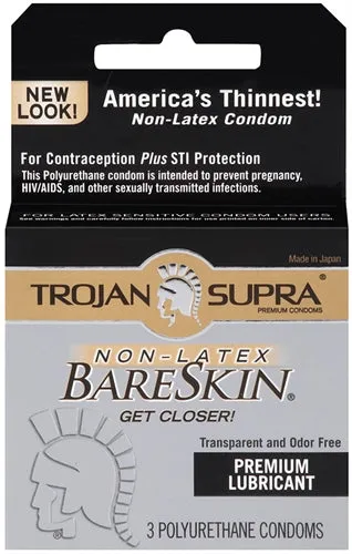 Trojan Supra Bareskin Polyurethane 3 Pack Trojan Condoms Enhancers