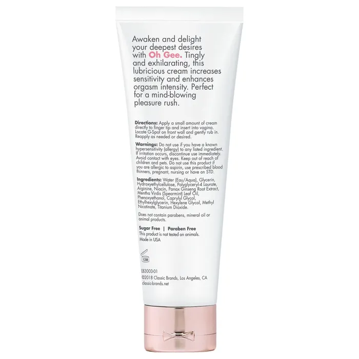 Classic Brands Oh Gee GSpot Gel Fragrance Free 1 Fl Oz Enhancers