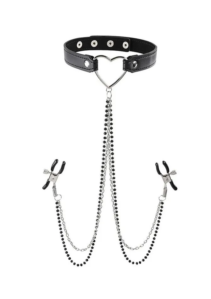 Couples Sex and Mischief Amor Collar with Nipple Clamps Sex and Mischief