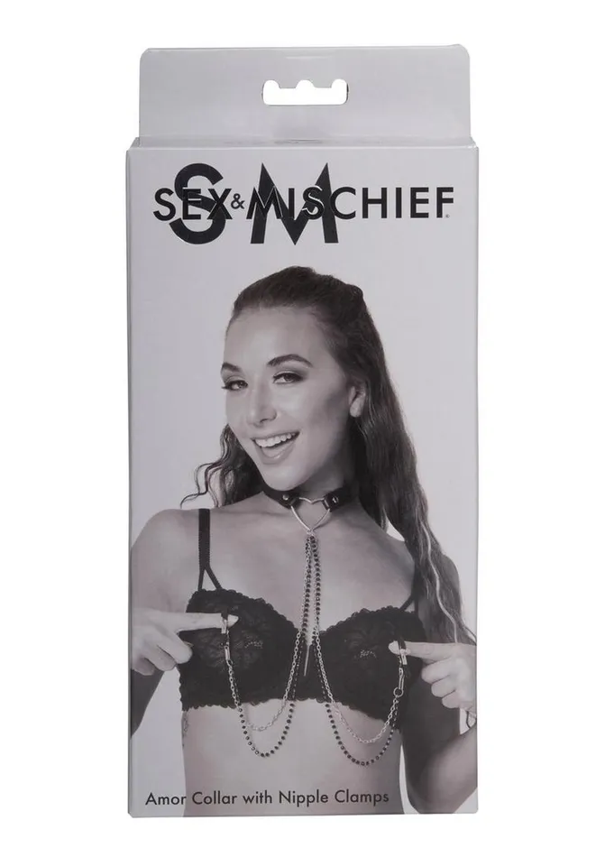 Couples Sex and Mischief Amor Collar with Nipple Clamps Sex and Mischief