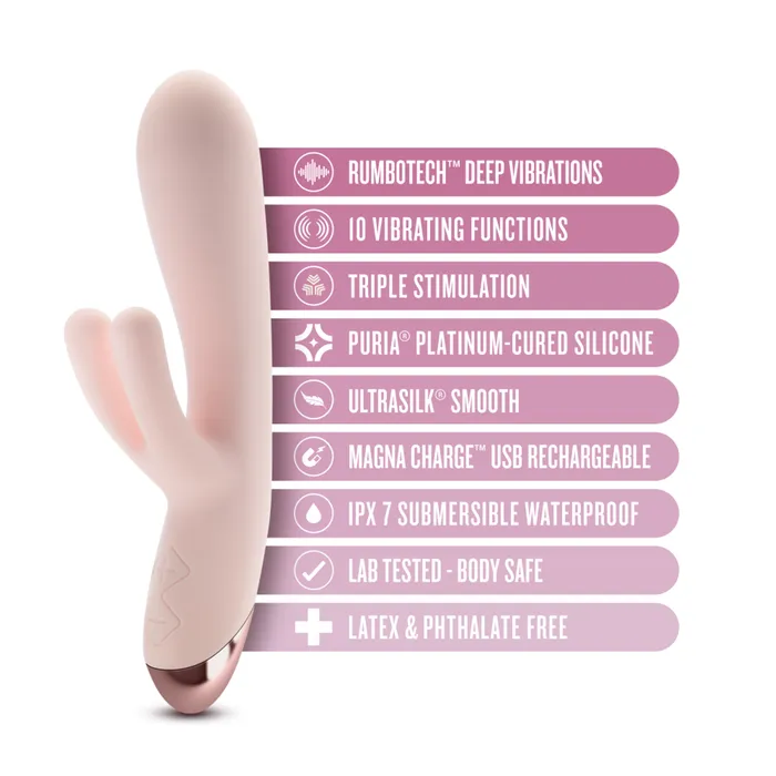 Blush Novelties Blush Elora Triple Rabbit Vibrator Pink Vibrators Blush Novelties Blush Elora Triple Rabbit Vibrator Pink Vibrators