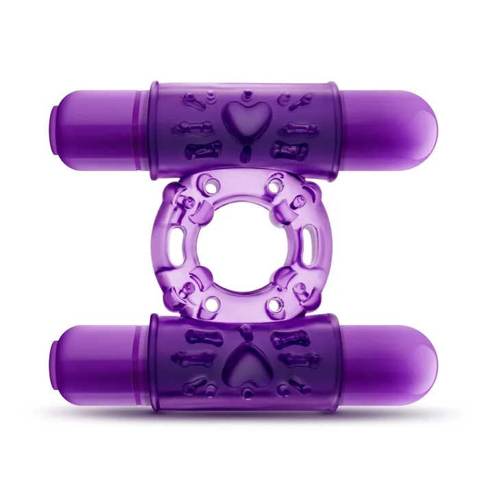 Blush Novelties Couples Play With Me Double Play Dual Vibrating Cock Ring Purple